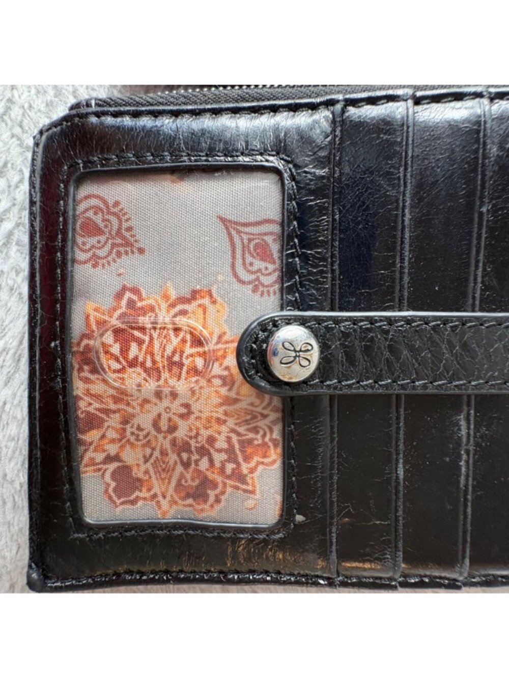 Hobo Black Leather Wristlet Wallet With Card Slots  Zippered Pouch 8"x4.5" - Picture 7 of 8